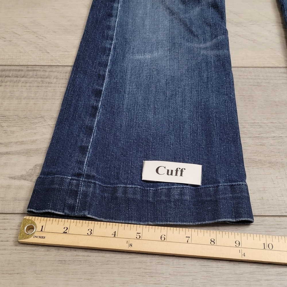 ๐7 For All Mankind Jeans Womens 29 Indigo Wash Fading DOJO Flareโ Bootcut USA - Picture 15 of 16